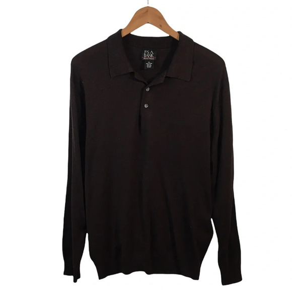 LS72 Mens Jos. A. BANK Signature Collection SILK Long Sleeve Polo Shirt XL - Picture 1 of 4